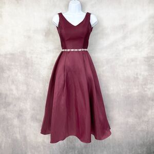 Oleg Cassini Dress Womens 0 Semi Formal Cocktail Party Fairy Glam‎ Cranberry Red